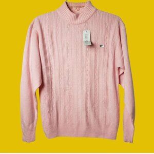 Jian Feng  Cable Knit Mock Sweater  Womens soft pink Medium